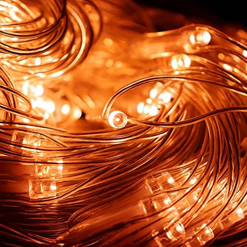 Solar Net Lights Outdoor Mesh 100LED String Christmas Lights (Orange) in Orange, alternate view 3