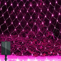 Solar Net Lights Outdoor Mesh 100LED String Christmas Lights (Pink) in Pink