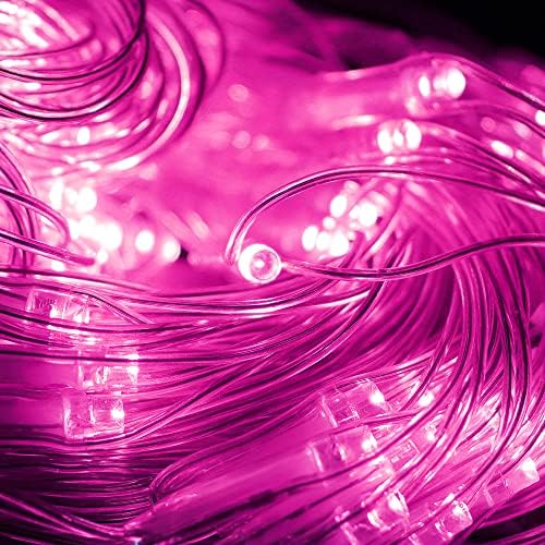 Solar Net Lights Outdoor Mesh 100LED String Christmas Lights (Pink) in Pink, alternate view 3