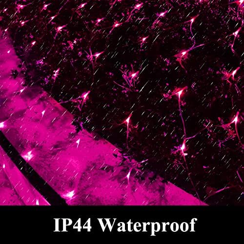 Solar Net Lights Outdoor Mesh 100LED String Christmas Lights (Pink) in Pink, alternate view 4