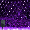 Solar Net Lights Outdoor Mesh 100LED String Christmas Lights (Purple)