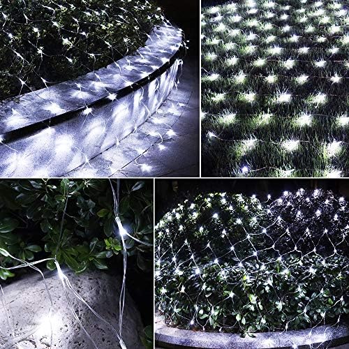 Solar Net Lights Outdoor Mesh 100LED String Christmas Lights (White) in White, alternate view 2