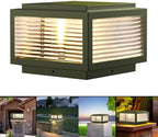 Solar Outdoor Post Light 12X12in, Dusk Till Dawn Solar Stainless Steel Column Light,0-Electricity Cost Column, alternate view