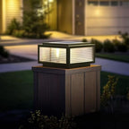 Solar Outdoor Post Light 12X12in, Dusk Till Dawn Solar Stainless Steel Column Light,0-Electricity Cost Column, alternate view