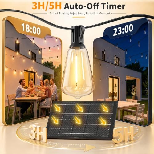 Solar Outdoor String Lights Waterproof, 100FT Remote Control LED Outside Lights with Shatterproof Bulbs, alternate view 6