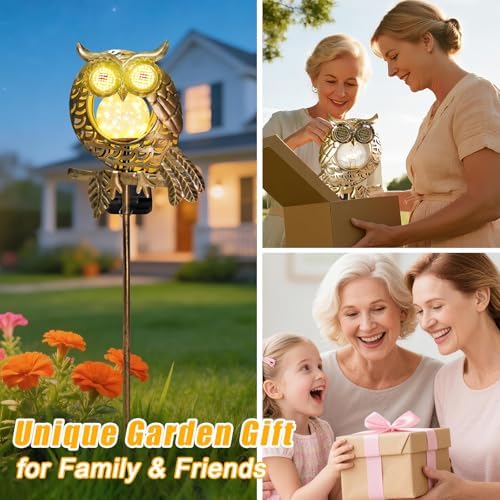 Solar Owl Garden Light Glowing Eye Outdoor Decor, alternate view 5
