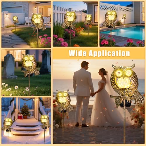 Solar Owl Garden Light Glowing Eye Outdoor Decor, alternate view 6