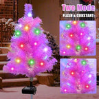 Solar Pink Christmas Tree Garden Stake 4 Pack Outdoor Christmas Tree Yard, alternate view 2