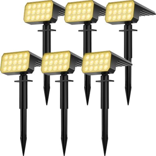 Solar Spot Lights Outdoor, 6 Pack Outdoor Solar Lights for Yard, 4 Lighting Mode Solar Landscape Spotlights with