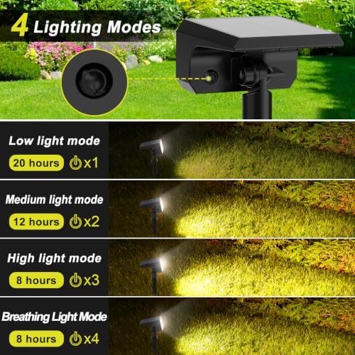 Solar Spot Lights Outdoor, 6 Pack Outdoor Solar Lights for Yard, 4 Lighting Mode Solar Landscape Spotlights with, alternate