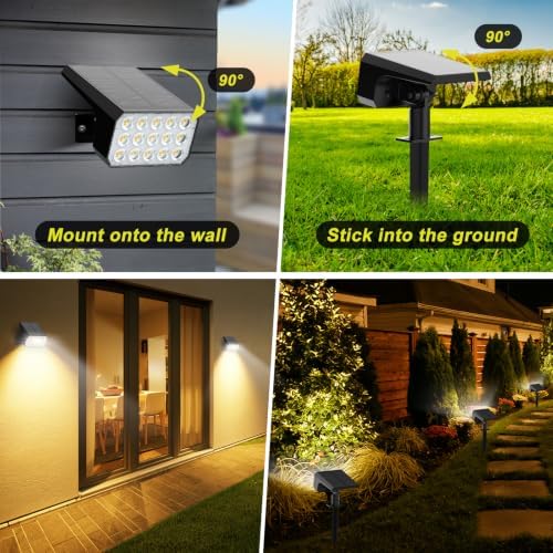 Solar Spot Lights Outdoor, 6 Pack Outdoor Solar Lights for Yard, 4 Lighting Mode Solar Landscape Spotlights with, alternate