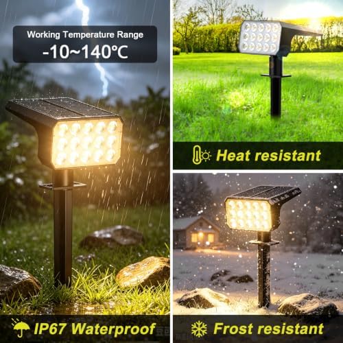 Solar Spot Lights Outdoor, 6 Pack Outdoor Solar Lights for Yard, 4 Lighting Mode Solar Landscape Spotlights with, alternate