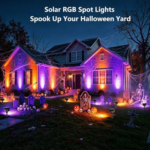 Solar Spot Lights Outdoor, 6 Pack RGB Landscape Lighting Spotlight, alternate view 2