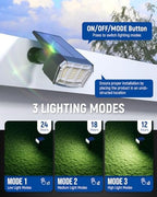 Solar Spot Lights Outdoor 63 LED 3 Lighting, Waterproof IP65 Modes Spotlights for Outside House Yard Garden, alternate view 2