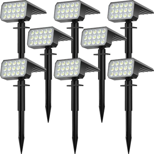 Solar Spot Lights Outdoor, [8 Pack/75LED] 2-in-1 Solar Landscape Spotlights, 4 Lighting Modes Solar Garden