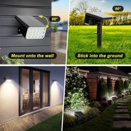 Solar Spot Lights Outdoor, [8 Pack/75LED] 2-in-1 Solar Landscape Spotlights, 4 Lighting Modes Solar Garden, alternate view 4