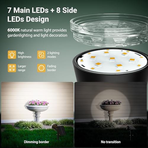 Solar Spot Lights Outdoor Cool White, 1000LM Big Adjustable Solar Lights Outdoor Waterproof, 2-in-1 Bright Solar, alternate