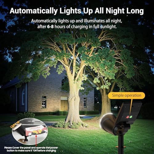 Solar Spot Lights Outdoor Cool White, 1000LM Big Adjustable Solar Lights Outdoor Waterproof, 2-in-1 Bright Solar, alternate
