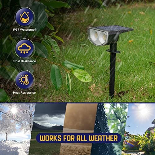 Solar Spot Lights Outdoor, IP67 Waterproof 38 LED Solar Powered Landscape Spotlights for Yard, Garden, Driveway, alternate
