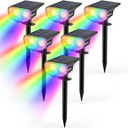 Solar Spot Lights Outdoor, IP67 Waterproof Solar Lights for Yard, Garden and Walkways, 38 LEDs RGBW Multicolor