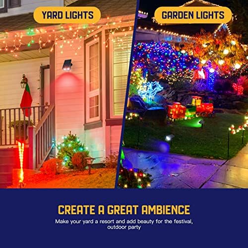 Solar Spot Lights Outdoor, IP67 Waterproof Solar Lights for Yard, Garden and Walkways, 38 LEDs RGBW Multicolor, alternate