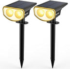 Solar Spot Lights Outdoor Warm White, 38 LEDs Solar Landscape Lights IP67 Waterproof, 2-in-1 Outdoor Spotlights
