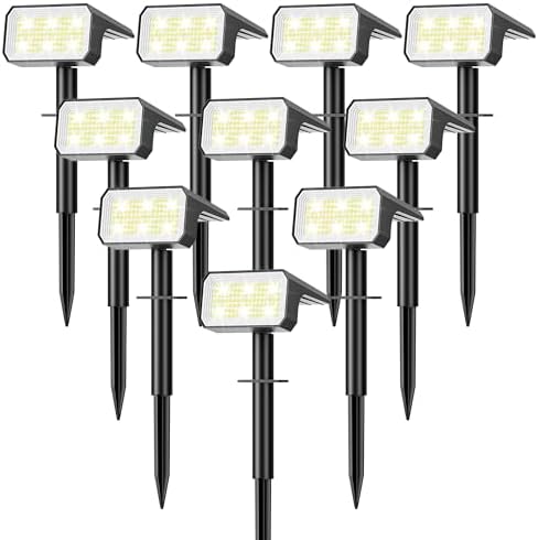 Solar Spot Lights Outdoor Waterproof, 10 Pack, 118 LED Cool White