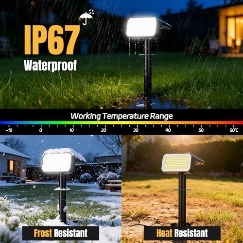 Solar Spot Lights Outdoor Waterproof, 10 Pack, 118 LED Cool White, alternate view 4