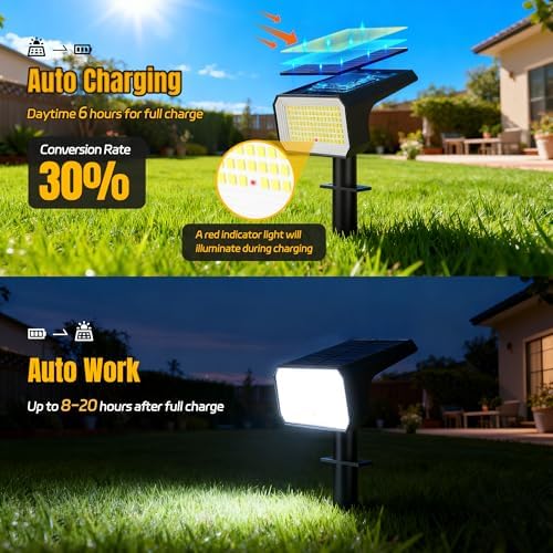 Solar Spot Lights Outdoor Waterproof, 10 Pack, 118 LED Cool White, alternate view 5
