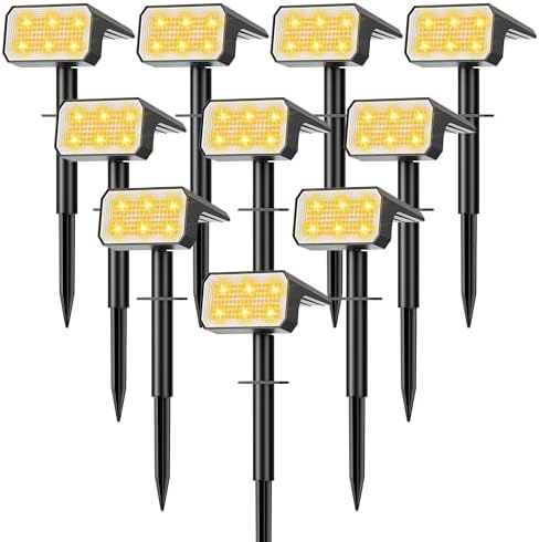 Solar Spot Lights Outdoor Waterproof, 10 Pack, 118 LED Warm White