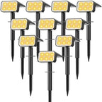 Solar Spot Lights Outdoor Waterproof, 10 Pack, 118 LED Warm White