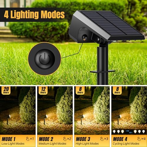 Solar Spot Lights Outdoor Waterproof, 10 Pack, 118 LED Warm White, alternate view 3