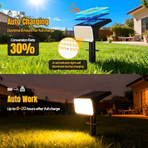 Solar Spot Lights Outdoor Waterproof, 10 Pack, 118 LED Warm White, alternate view 4