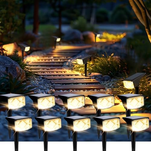Solar Spot Lights Outdoor Waterproof 10 Pack Warm White