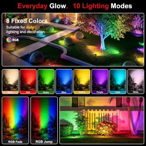 Solar Spot Lights Outdoor Waterproof,10Modes RGB Halloween Spotlights 4Pack, alternate view 3