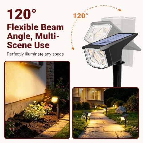 Solar Spot Lights Outdoor Waterproof 12 Pack Warm White, alternate view 4