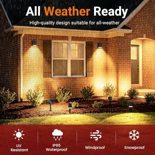 Solar Spot Lights Outdoor Waterproof 12 Pack Warm White, alternate view 5