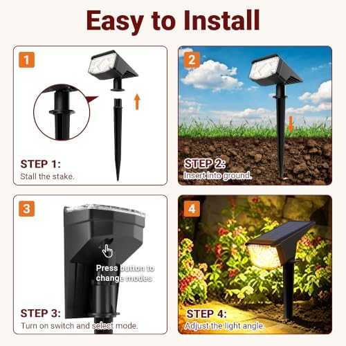 Solar Spot Lights Outdoor Waterproof 16 Pack Warm White, alternate view 6