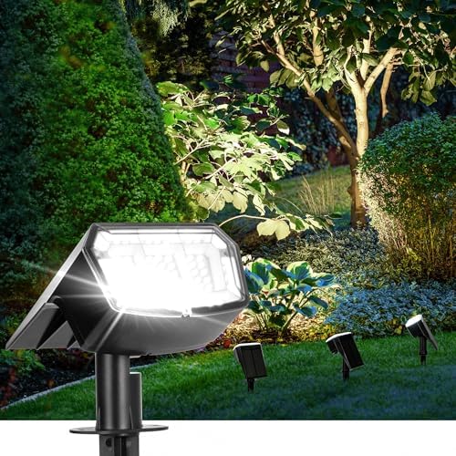 Solar Spot Lights Outdoor Waterproof, 2 Packs, Cool White in Cool White