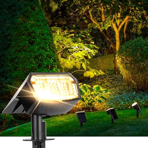 Solar Spot Lights Outdoor Waterproof, 2 Packs, Warm White in Warm White
