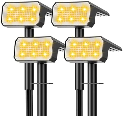 Solar Spot Lights Outdoor Waterproof, 4 Pack, 118 LED Warm White