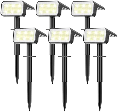 Solar Spot Lights Outdoor Waterproof, 6 Pack, 118 LED Cool White