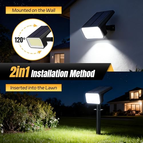 Solar Spot Lights Outdoor Waterproof, 6 Pack, 118 LED Cool White, alternate view 6