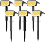 Solar Spot Lights Outdoor Waterproof, 6 Pack, 118 LED Warm White