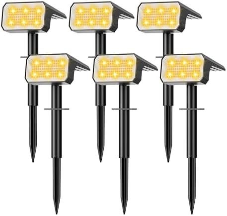 Solar Spot Lights Outdoor Waterproof, 6 Pack, 118 LED Warm White