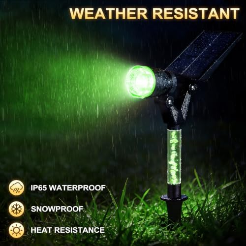 Solar Spot Lights Outdoor Waterproof Green Lens LED 4 Pack, alternate view 5