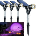 Solar Spot Lights Outdoor Waterproof Purple Lens LED 4 Pack