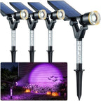 Solar Spot Lights Outdoor Waterproof Purple Lens LED 4 Pack