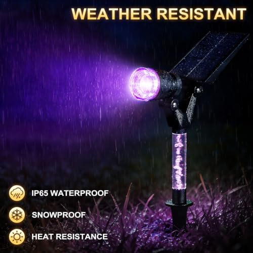 Solar Spot Lights Outdoor Waterproof Purple Lens LED 4 Pack, alternate view 5