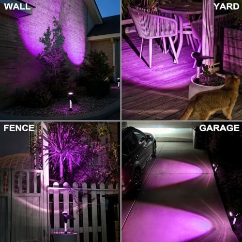 Solar Spot Lights Outdoor Waterproof Purple Lens LED 4 Pack, alternate view 7